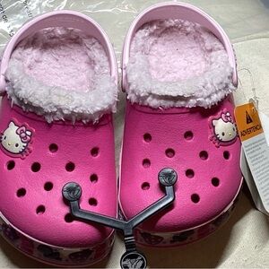 CROCS Kids Pink Slippers with Fun Print